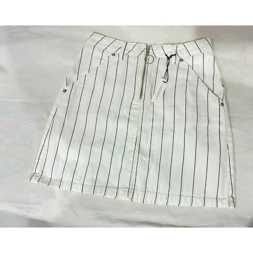 Topshop White and Black Striped Mini Skirt